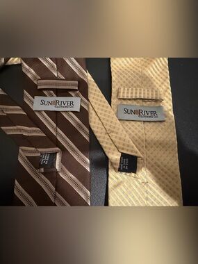 Sun river Brown and Gold Patterned Silk Tie Set